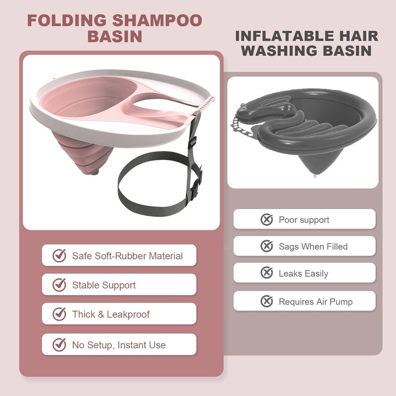 EazziSwitch Portable Hair Washing Station Basin: Foldable Shampoo Bowl & Mobile Sink with Adjustable Neck Support, Drain Hose & Earplugs for Elderly, Disabled, Pregnant Women & Bedridden Patient Care - Image 2